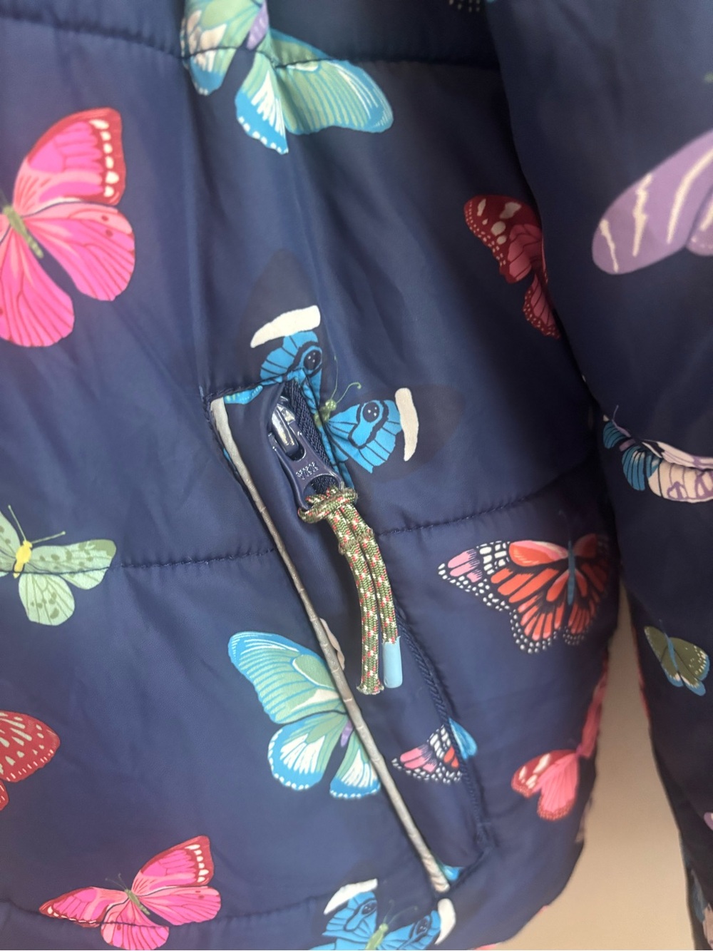 Mini Boden 2-in-1 Padded Coat in Navy Butterflies / 13-14 Years - Picture 9 of 10